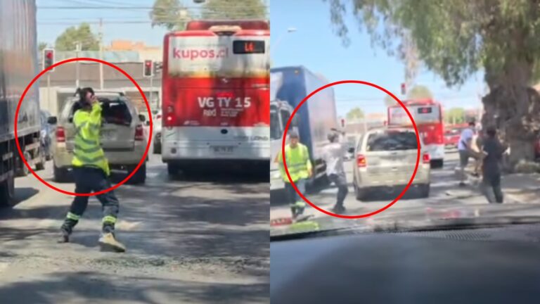 Le reventaron los vidrios del auto lanzando botellas: Captan violenta agresión vial en Copiapó