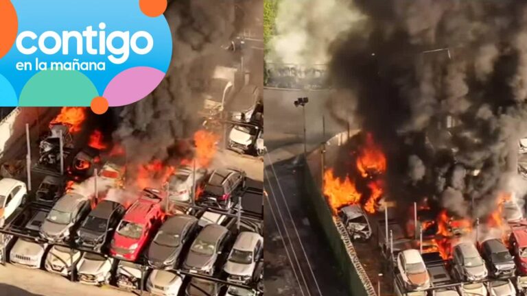 Vehículos de empresa de remate se quemaron tras fuerte explosión en Renca: Bomberos trabajan en el lugar