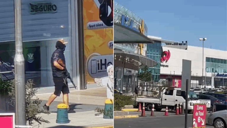 VIDEO | Registran el momento en que sujetos asaltan con escopeta en mall de Santiago