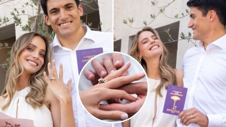 Con anillo de más de $11 millones de pesos: Así fue el matrimonio civil de Trinidad de la Noi y Esteban Grimalt