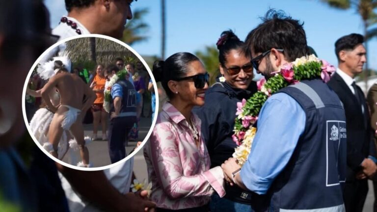 Entre bailes y manifestaciones: Así fue la llegada del pdte. Boric en su primera visita a Rapa Nui