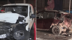 Impactante choque en Maipú: Autos quedaron completamente destruidos y conductor se dio a la fuga sin prestar ayuda