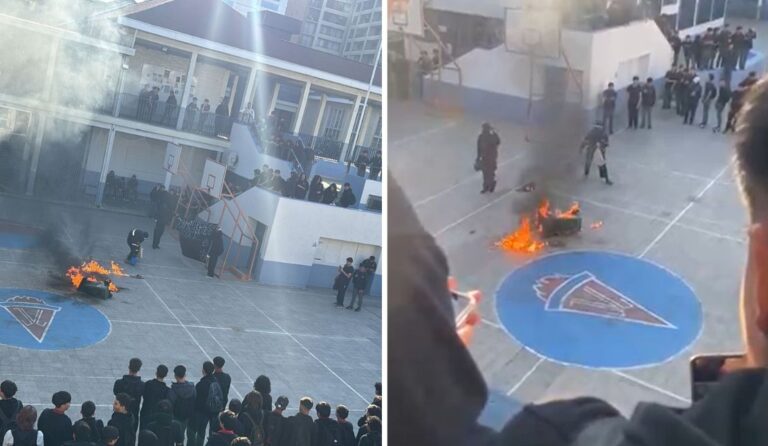 Reportan incidentes en el Liceo Lastarria: Sujetos prendieron fuego al interior del colegio en Providencia