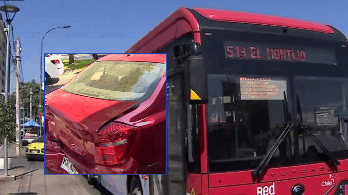VIDEO | Insólito accidente: Micro con pasajeros chocó 4 autos que estaban haciendo fila para comprar bencina