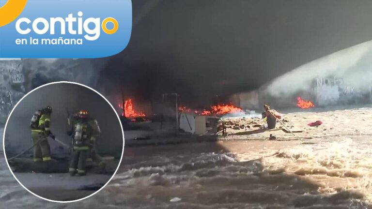 Operativo para retiro de rucos en el río Mapocho terminó en incendio: Bomberos controlaron la situación