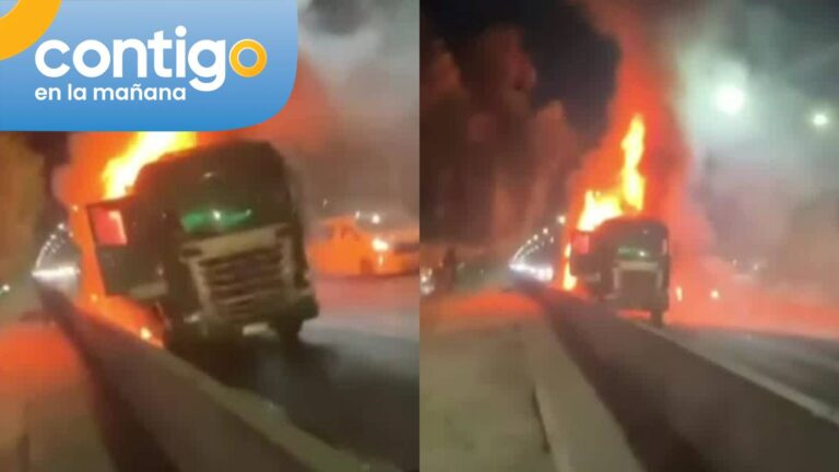 VIDEO | Registro muestra el momento exacto en que camión se incendia en la Autopista Central