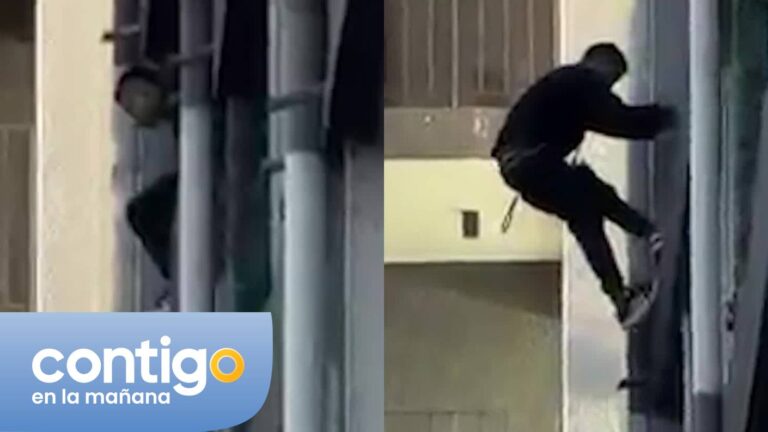 VIDEO | Captan a sujeto bajando por la pared de edificio en Santiago: Revelan qué lo llevó a hacerlo