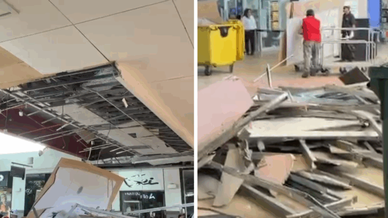 VIDEO | Techo se desploma al interior de mall en Quilpué: Una trabajadora resultó herida