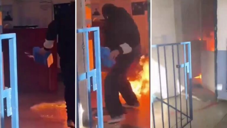 VIDEO | Captan momento en que estudiante roció acelerante e incendió inspectoría de Liceo Lastarria