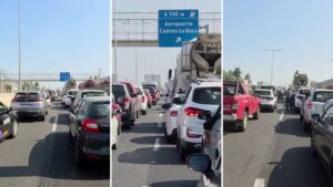 Grandes atochamientos se registran para ingresar a la Fidae: Tacos kilométricos en plena autopista