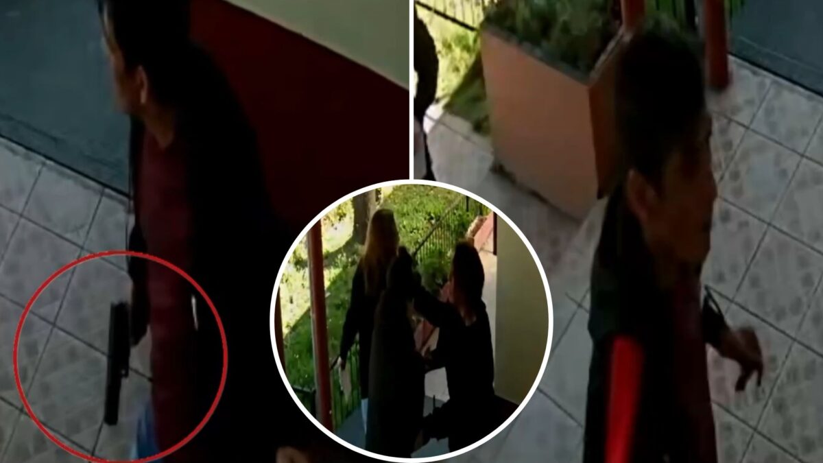 Video muestra el momento exacto en que hombre ingresa armado a colegio en Hualpén: Golpeó a apoderada con la pistola