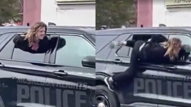 Impresionante escape: Mujer detenida y esposada abandona patrulla y huye de la policía