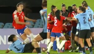Brutal patada provocó todo: Así fue el tenso cruce entre jugadoras de Chile y Uruguay