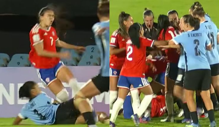 Brutal patada provocó todo: Así fue el tenso cruce entre jugadoras de Chile y Uruguay
