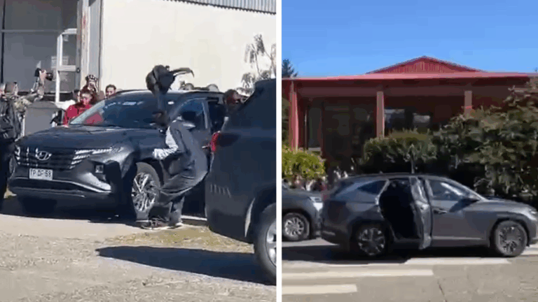 Auto se fue con las puertas abiertas: Video muestra escape de ministra Lincolao tras agresión