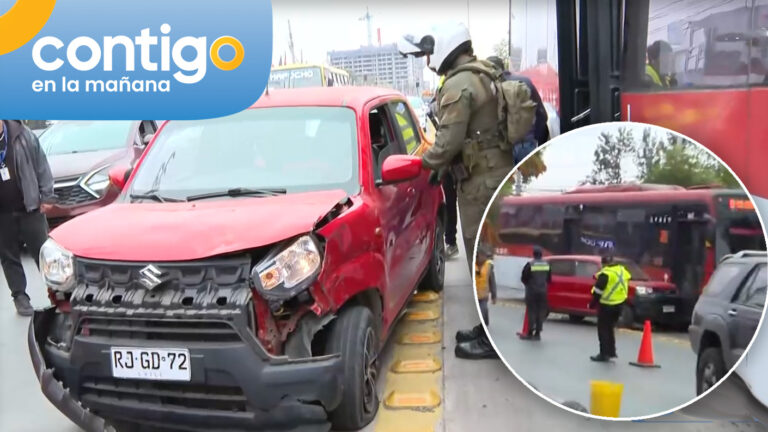 Conductora chocó contra bus Red tras salir de fiscalización: Matinal registró impacto en vivo
