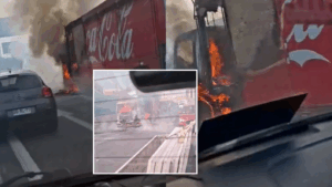 VIDEO | Usuarios reportan incendio de camión de bebidas en plena autopista Vespucio Sur: Se registra congestión a la altura de Gerónimo de Alderete