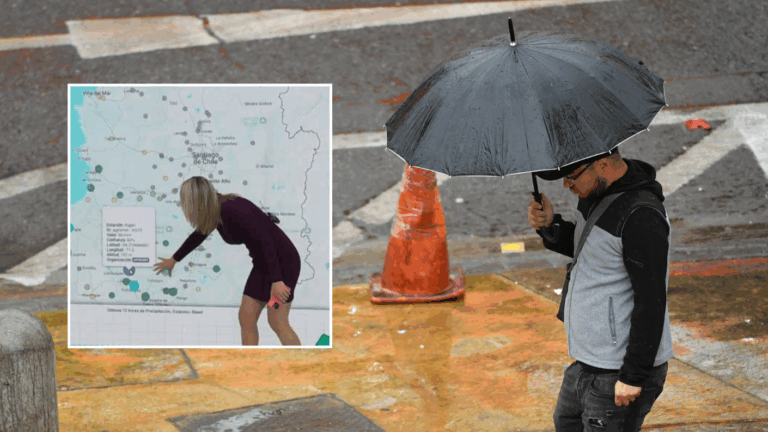 Comenzó la lluvia en la zona centro: Revisa el pronóstico del tiempo para este lunes en Santiago