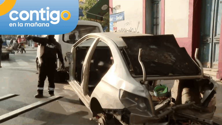 Impactante estado de auto que fue retirado en Santiago: Vecino aseguró que solo lleva dos días abandonado