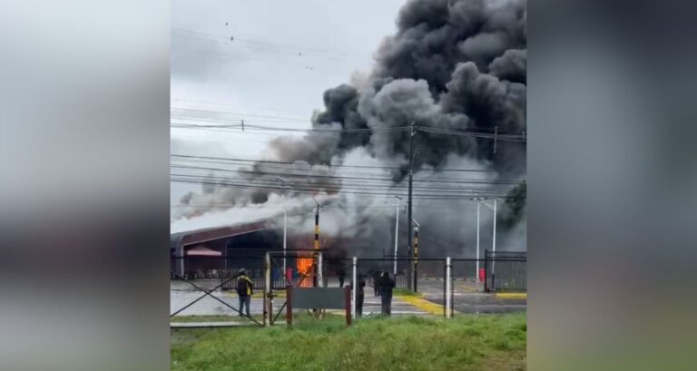 Alerta en Pitrufquén: Gigantesco incendio consume mall chino y amenaza casas colindantes