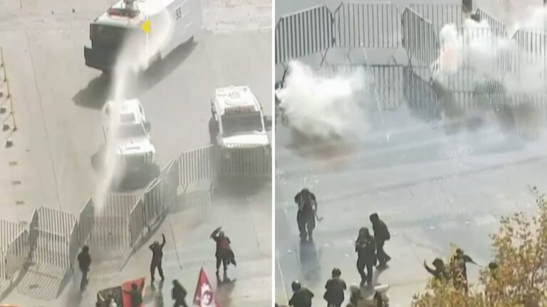 Marcha estudiantil en La Alameda terminó con disturbios: Carabineros dispersó manifestantes con carro lanza agua