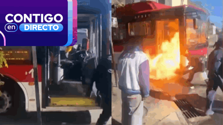 Encapuchados queman micro en Estación Central: Obligaron a pasajeros a bajarse antes de incendiar bus RED