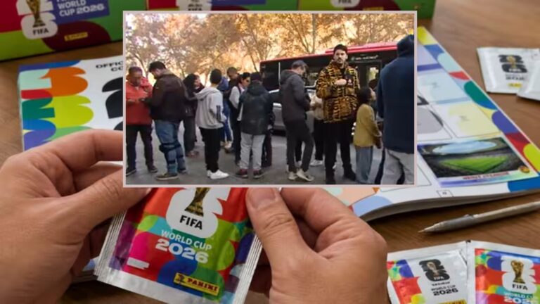 Locura por suplementero que cambia láminas del Mundial en el centro de Santiago