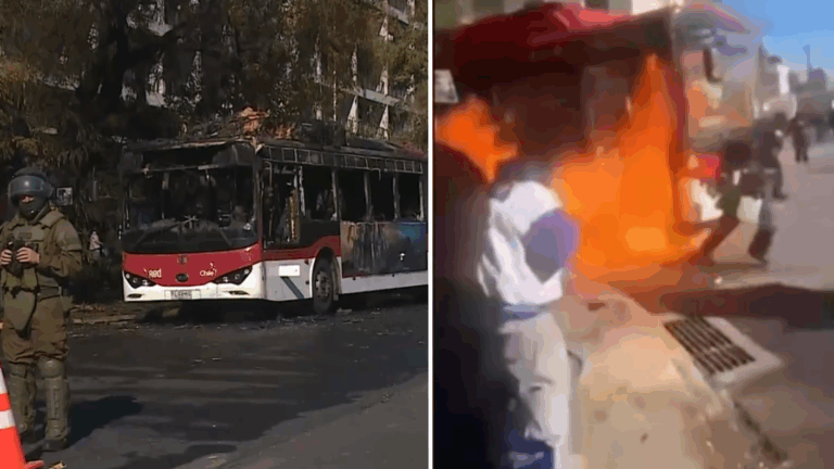 VIDEO | Encapuchados quemaron bus RED en Estación Central: Habrían salido desde la USACH