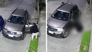 VIDEO | Se aferró a la puerta para evitar robo: El momento en que balean con una Uzi a conductor en Providencia