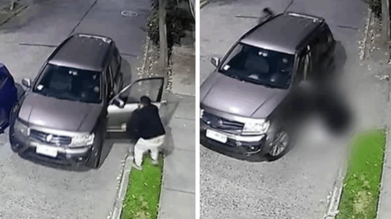 VIDEO | Se aferró a la puerta para evitar robo: El momento en que balean con una Uzi a conductor en Providencia