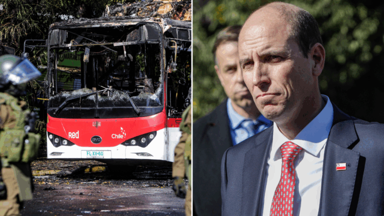 Ministro de Seguridad critica a encapuchados por quemar bus Red: 