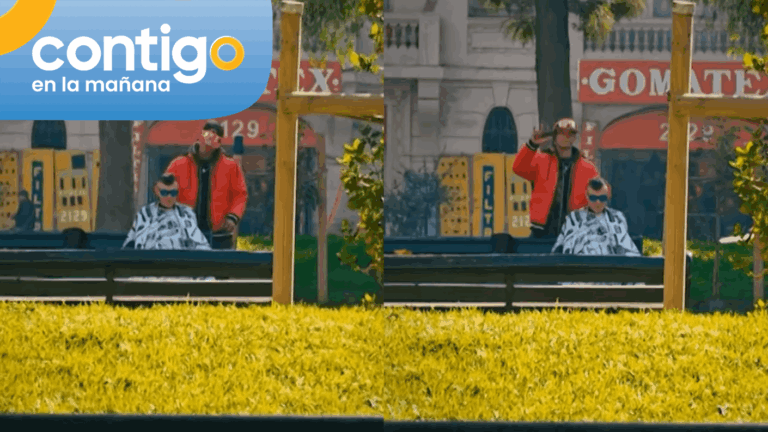 Hasta saludó a la cámara: Sujeto corta el pelo en pleno bandejón de la Alameda en Santiago Centro