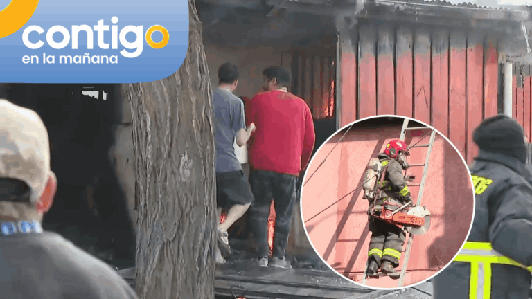Incendio afecta a casas en Cerro Navia: Vecinos y bomberos intentan controlarlo para evitar la propagación