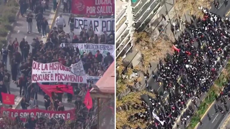 VIDEO | Marcha de estudiantes universitarios y secundarios en Alameda: Protestan por recortes en educación