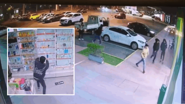 VIDEO | Uno tiene 14 años: Banda protagonizó violento turbazo en farmacia de Maipú