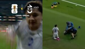 Susto en el Mundial: Defensa de Uzbekistán se llevó puesto a camarógrafo tras fuerte falta a Luis Díaz