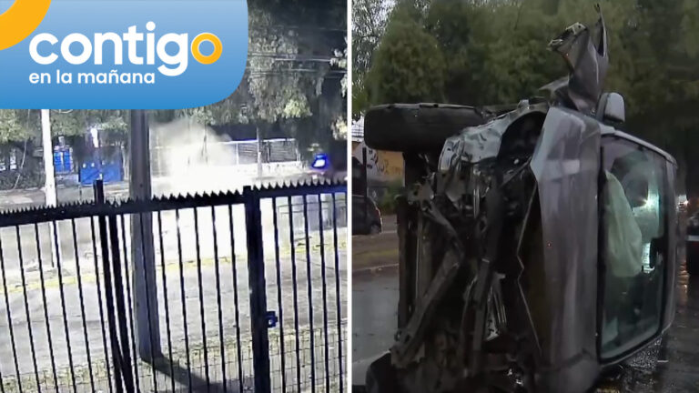VIDEO | Camioneta volcó tras choque en Puente Alto: Segundo vehículo colisionó al intentar evitar accidente