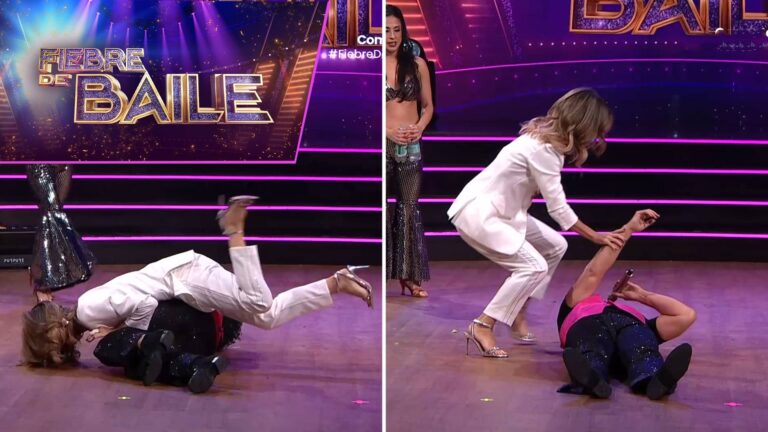 ¡Elongación extrema! Diana Bolocco ayudó a Carlos Díaz con un particular ejercicio en Fiebre de Baile