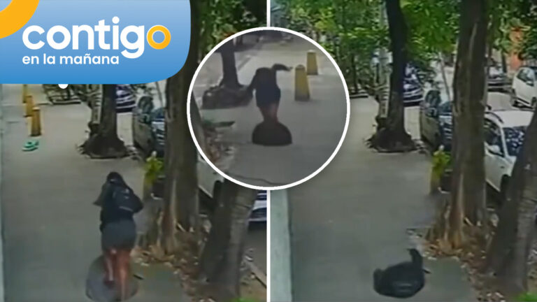 VIDEO | Mujer cayó en una alcantarilla mientras caminaba en Brasil: Motociclista le salvó la vida