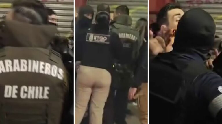 Carabineros y guardias municipales terminaron a empujones en Santiago: Este fue el origen de la pelea