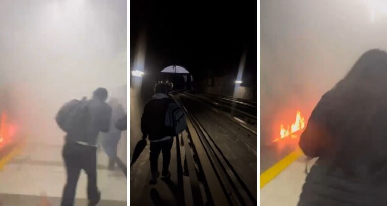 Entre fuego y escapando por túneles: Pasajeros de Metro graban incendio en estación Santa Isabel