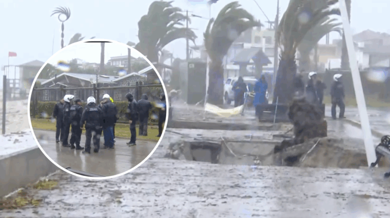 Emergencia en Algarrobo: Trabajador cae a socavón durante reparaciones por sistema frontal