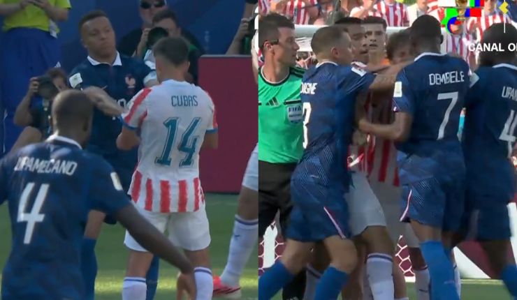 Poco juego, mucho roce: Falta a Mbappé provoca tenso momento entre jugadores de Paraguay y Francia