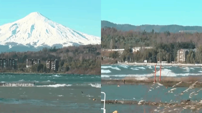 Como si fuera mar abierto: Rachas de viento provocan fuerte oleaje en el Lago Villarrica