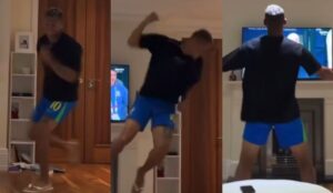 Eufórico: El descontrolado festejo de Richarlison por gol de España a Argentina en final del Mundial
