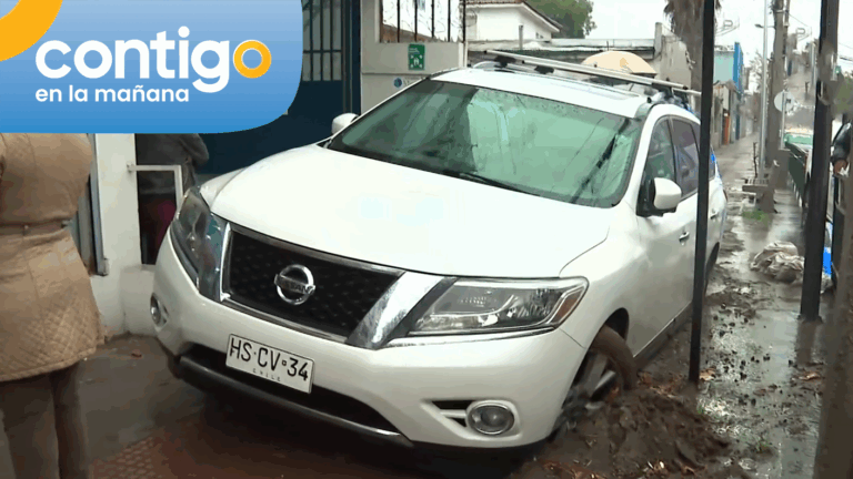 Insólito: Auto intentó evitar las inundaciones y quedó atrapado por el lodo en vereda de Gran Avenida
