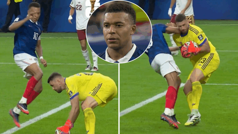 Descontrolado choque de Kylian Mbappé con el portero español terminó en tarjeta amarilla