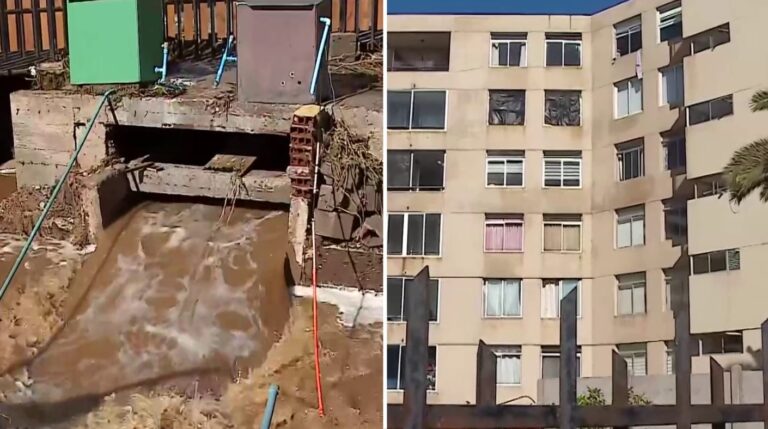 Preocupantes imágenes: Alerta en La Serena por desborde de canal debajo de 6 edificios