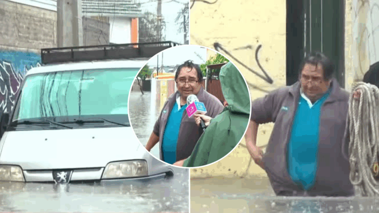 Maipú bajo el agua: El impresionante registro que muestra a hombre salvando su auto en calle completamente inundada