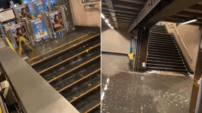 Estación de Metro Escuela Militar es cerrada por acumulación de agua en su interior producto de las fuertes lluvias